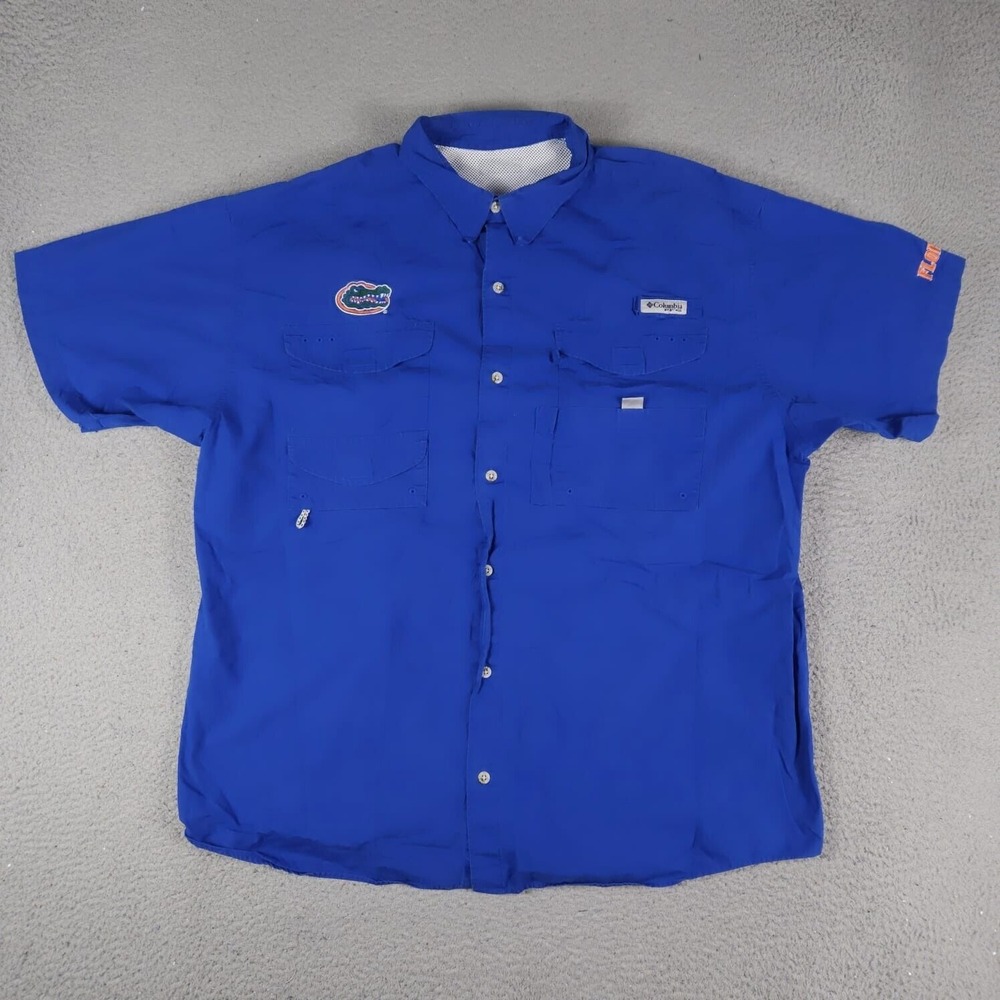 Columbia University Florida Shirt Mens 2XL Blue UF Vented Button Short Sleeve*
